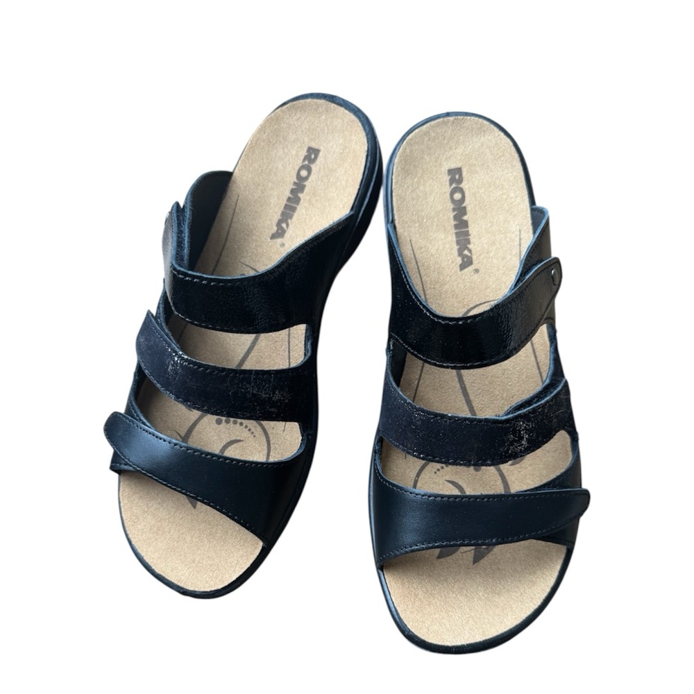 Romika Women's Tri Tone Black Sandals Ibiza EU 39 New in Box